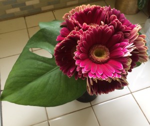 Gerberas and Philodendron